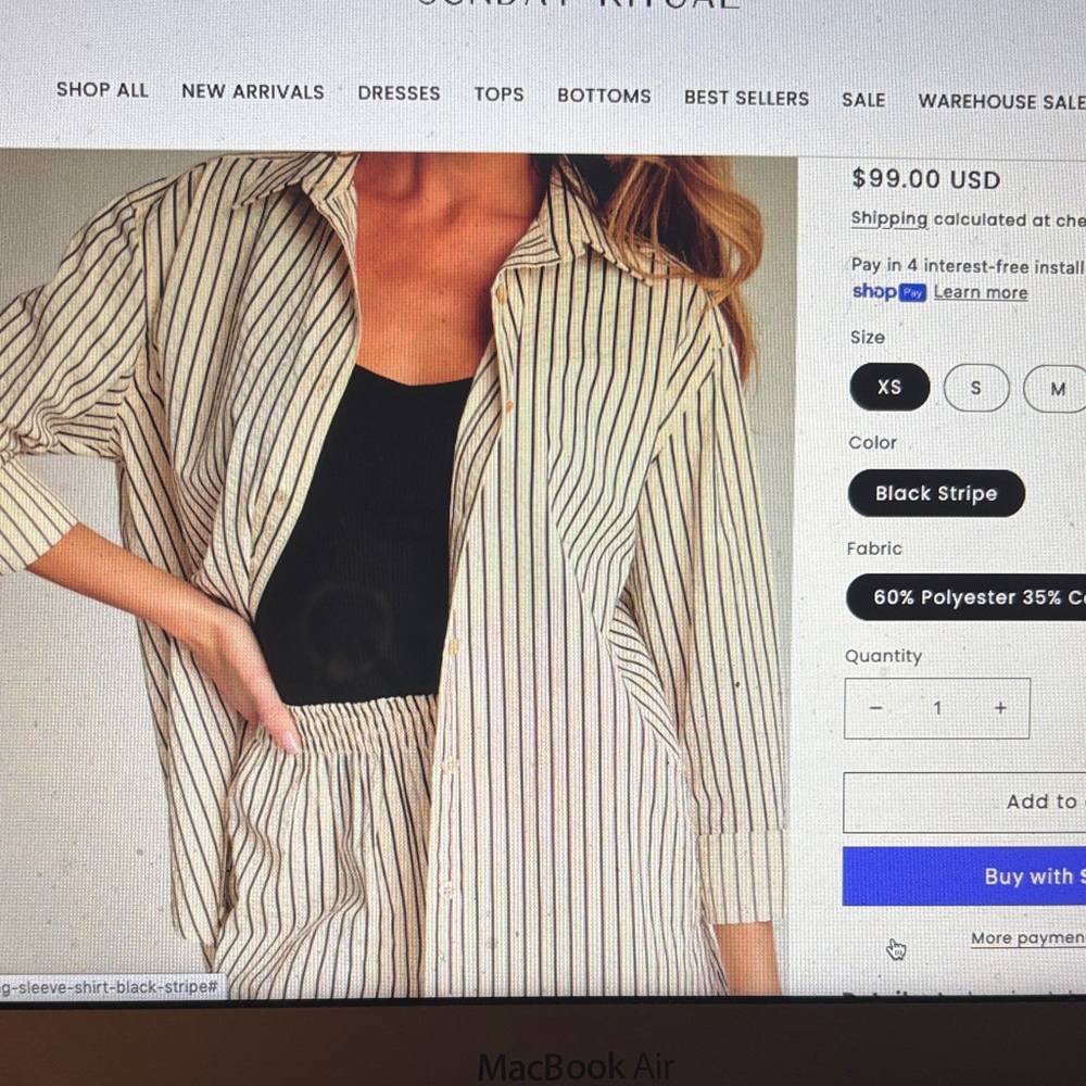 Chic Striped Button-Down Shirt - Black Stripe